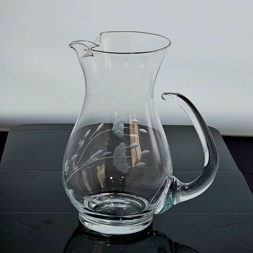 Princess House Heritage Pitcher 6.5" Ice Lip Crystal etched floral vtg romance - Picture 2 of 8